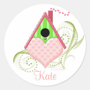 Stickers ronde Valentine Birdhouse