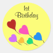 Stickers ronds 1er Ballons Coeur Anniversaire (Devant)