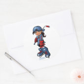Stickers ronds 3 pouces pour fille de hockey (Enveloppe)