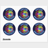 Stickers ronds 3 pouces Sensibilisation sur l'auti (Feuille)