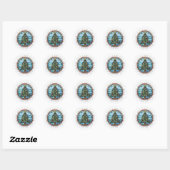 Stickers ronds Arbre de Noël (Feuille)