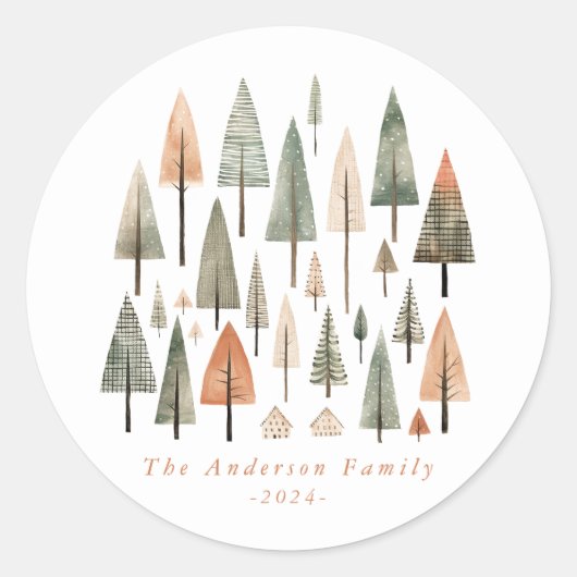 Stickers ronds Arbres de Noël (Devant)