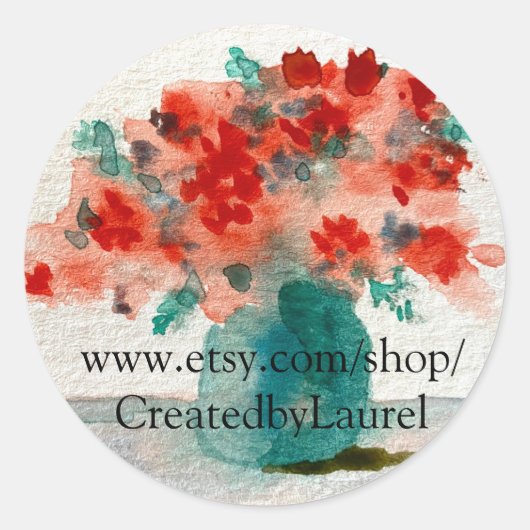 Stickers ronds avec design floral pour Etsy (Devant)