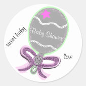 Stickers ronds Baby showers roses (Devant)