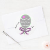 Stickers ronds Baby showers roses (Enveloppe)
