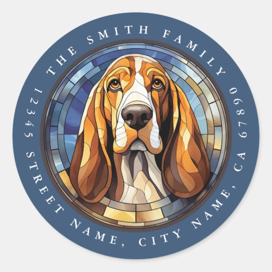 Stickers ronds Basset Hound (Devant)