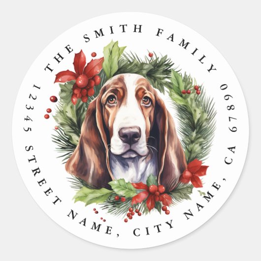 Stickers ronds Basset Hound (Devant)