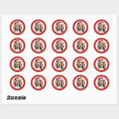 Stickers ronds Beagles de Noël (Feuille)