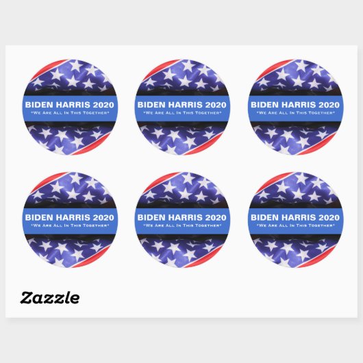 Stickers ronds BIDEN HARRIS 2020 USA Drapeau (Feuille)