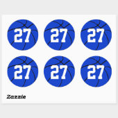 Stickers ronds Blue Basketball Jersey Nombre (Feuille)