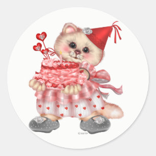 Stickers ronds CAKE CAT AutoCollant Grande, 3 pouc