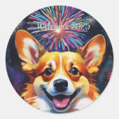 Stickers ronds classiques avec Firework en arc-en- (Devant)