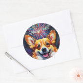 Stickers ronds classiques avec Firework en arc-en- (Enveloppe)