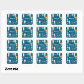 Stickers ronds classiques fête d'anniversaire. (Feuille)