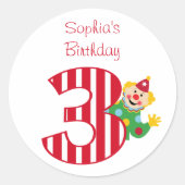 Stickers ronds clowns 3e anniversaire (Devant)