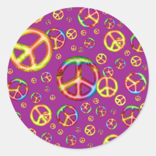 Stickers ronds Crazy Kids Colors-Peace Out-Purple