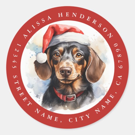 Stickers ronds Dachshund de Noël (Devant)