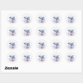 Stickers ronds de baleine bleue (Feuille)