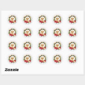 Stickers ronds de caniche de Noël (Feuille)