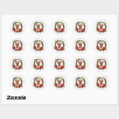 Stickers ronds de caniche de Noël (Feuille)