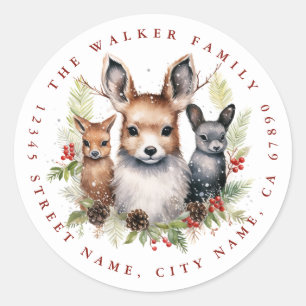 Stickers ronds de cerfs de Noël