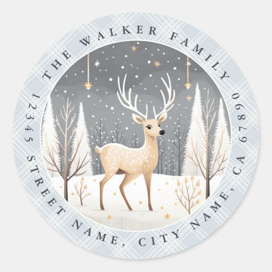 Stickers ronds de cerfs de Noël (Devant)