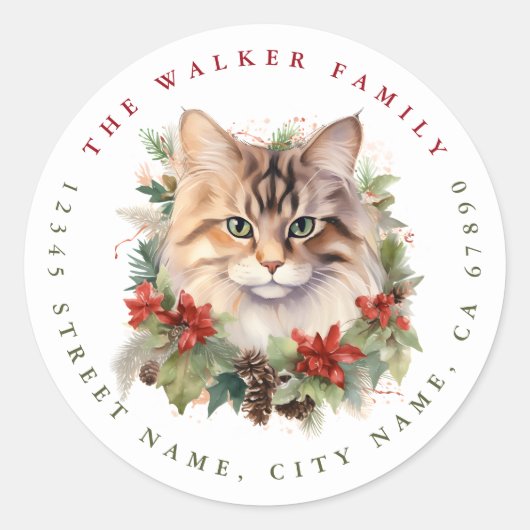 Stickers ronds de chats de Noël (Devant)