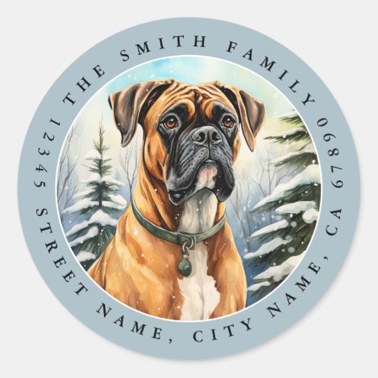 Stickers ronds de chien de boxe (Devant)