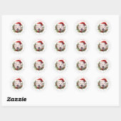 Stickers ronds de chien de Noël (Feuille)