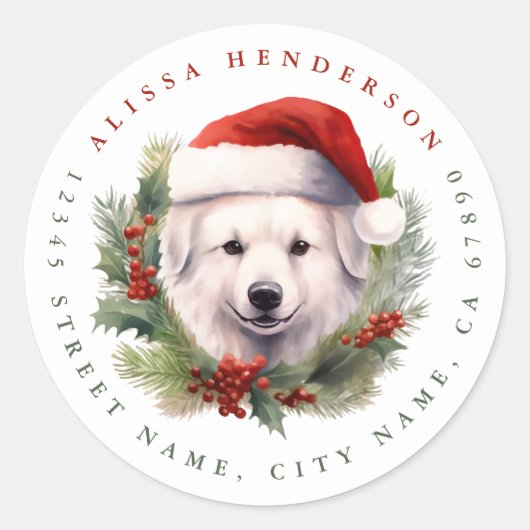 Stickers ronds de chien de Noël (Devant)