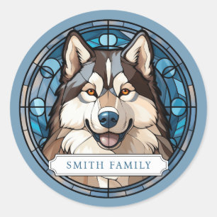 Stickers ronds de chien Husky