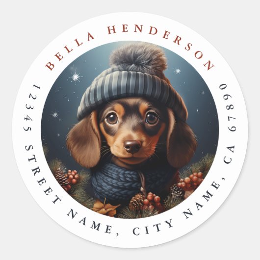 Stickers ronds de chien mignons Dachshund (Devant)