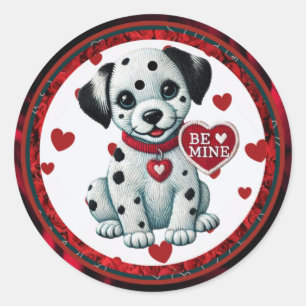 Stickers ronds de chiot dalmate - Be Mine Valentin
