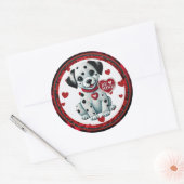 Stickers ronds de chiot dalmate - Be Mine Valentin (Enveloppe)