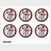 Stickers ronds de chiot dalmate - Be Mine Valentin (Feuille)