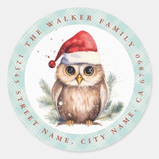 Stickers ronds de la Chouette de Noël (Devant)