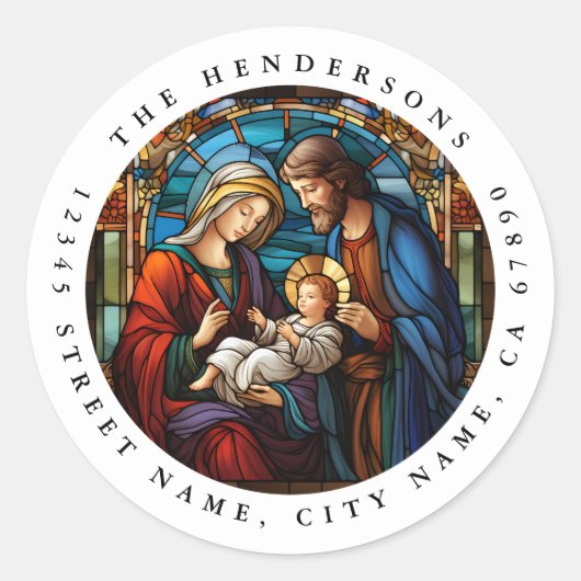 Stickers ronds de Noël de la Nativité religieuse (Devant)