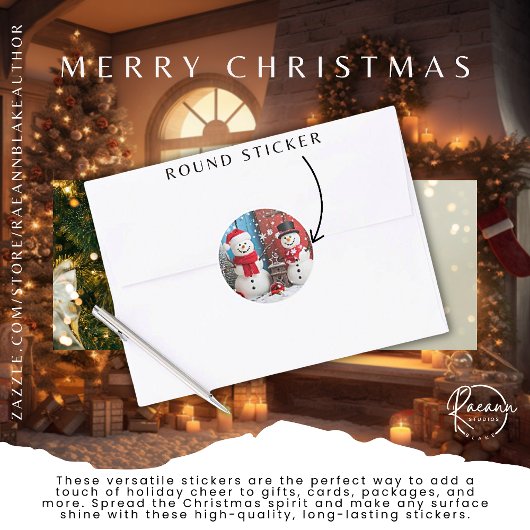 Stickers ronds de Noël Frosty & Père Noël Snowmen