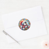 Stickers ronds de pingouin (Enveloppe)