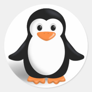 Stickers ronds de pingouin cartonné mignons