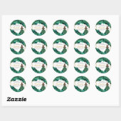 Stickers ronds de Quinceanera fleurie Emerald (Feuille)
