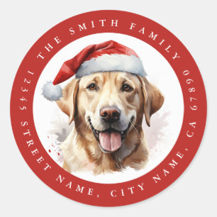 Stickers ronds de rétrificateur de Noël Labrador