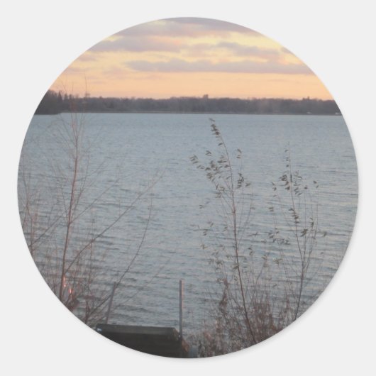 Stickers ronds de Sunset Lake Shore - Ensemble de (Devant)