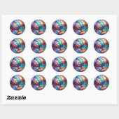 Stickers ronds Disco Volleyball (Feuille)