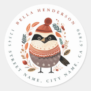 Stickers ronds d'oiseaux de Noël