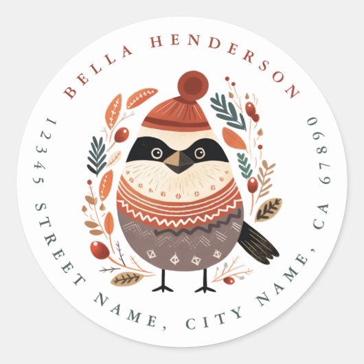 Stickers ronds d'oiseaux de Noël (Devant)
