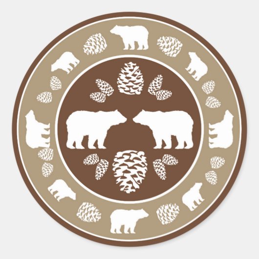 stickers ronds d'ours brun beige rustique (Devant)