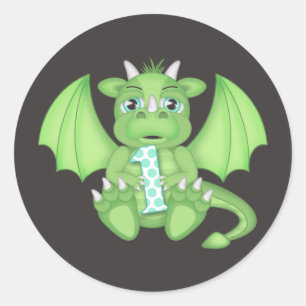 Stickers ronds Dragon 1er Anniversaire