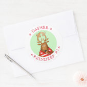 Stickers ronds du DASHER REINDEUR (Enveloppe)