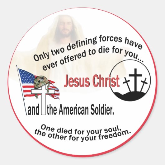 Stickers ronds du soldat américain Jesus Christ & (Devant)